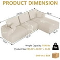 thumbnail image 5 of NBLDGT 106\" Modular Sectional Sofa, Deep Seat Boneless Couch, Modern Modular L-Shaped Sofa, Corduroy Couch with Chaise for Living Room and Bedroom, Beige, 5 of 11