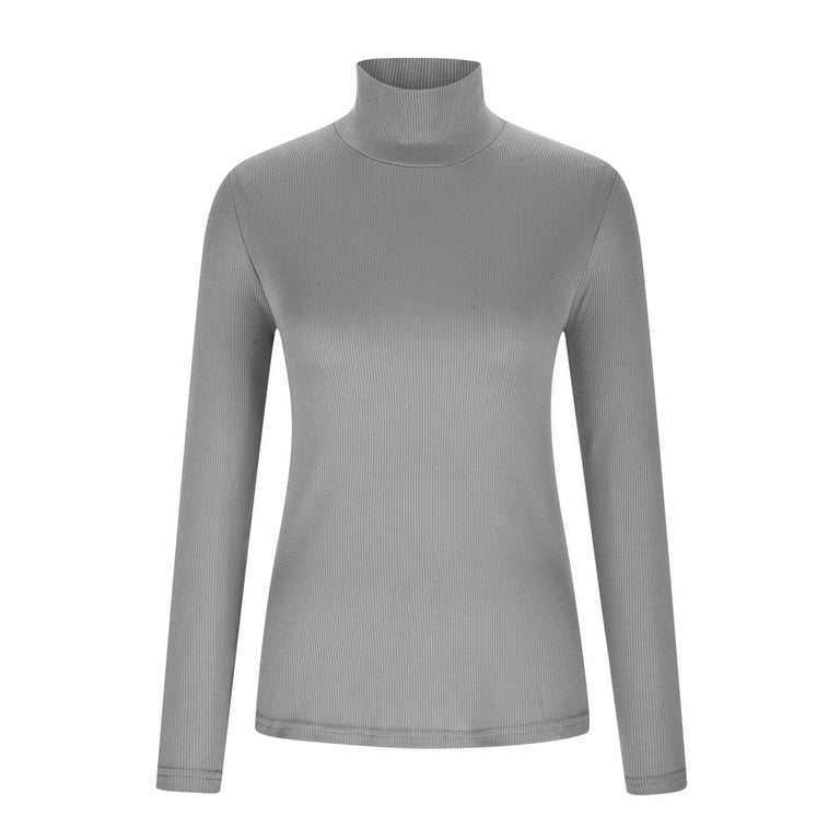 Oplxuo Women's High Neck Ribbed Knit Slim Fit Tops Basic Solid