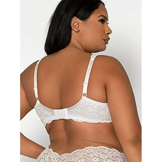 Smart & Sexy Women's Plus Size Signature Lace Unlined Underwire Bra with  Added Support, White, 46D