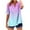 Womens Clothing Pink, variant on Womens Notch V Neck T-Shirts, Short Sleeve Shirts for Women Summer Fashion Ombre Tie Dye Button Down Dressy Blouses