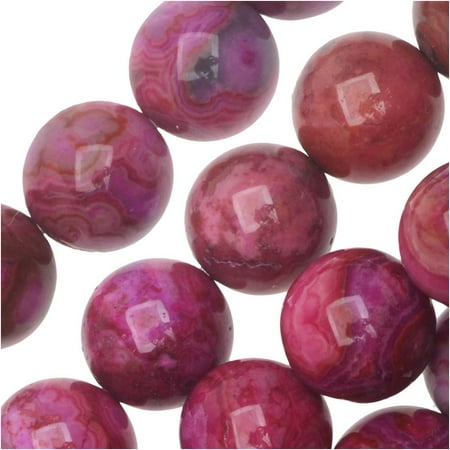 Crazy Agate Beads - Dakota Stones Gemstone Beads, Pink Crazy Lace Agate, Round 8mm, 8 Inch Strand