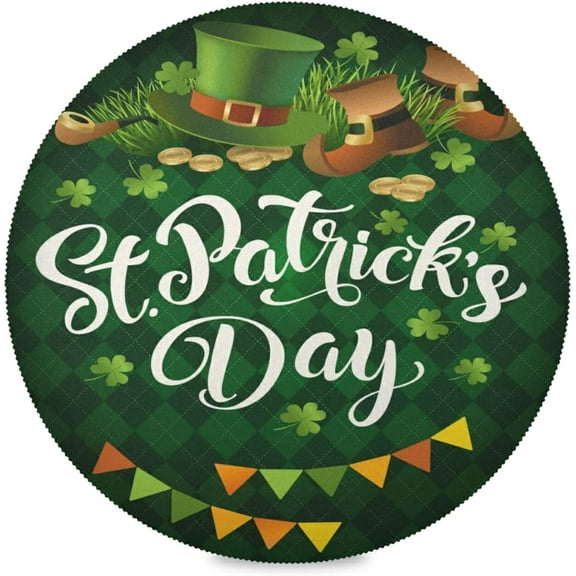 48"X 48" St Patricks Day Hat Elastic Fitted Edged Round Tablecloth Fade Resistant Anti-Shrink Table Cloth Washable Table Cover for Banquet Home Indoor or Outdoor