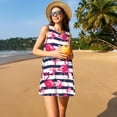 thumbnail image 3 of Vsdgher Robes d'Été Imprimé Flamants Roses pour Femmes Robe de Plage Décontractée Col en U Sans Manches Robe d'Été Ample avec Poche, 3 of 7