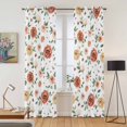 thumbnail image 2 of Kitchen Curtains 84 Inch Length 2 Panels, Brown Red Flowers Grommets Window Treatment Curtain, Rustic Botanical Floral Leaves Plants Thermal Curtains Drapes for Living Room/Bathroom, 2 of 9