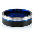 thumbnail image 3 of Men's Wedding Band Ring 6mm Black Silver Blue Stripe - Wedding Rings for Men and Women, 3 of 5
