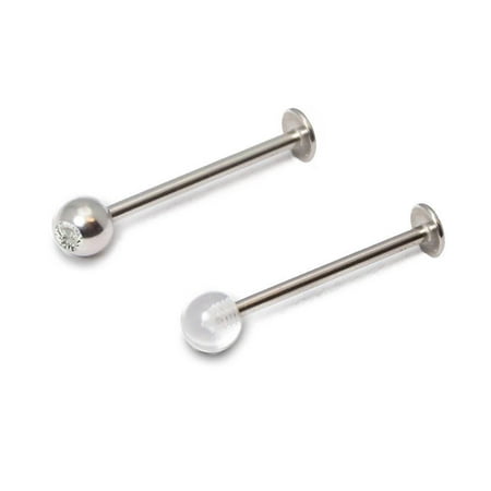 Package of 2 Surgical Steel 14G Cheek Labret
