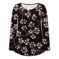 thumbnail image 5 of Womens Round Neck Tunic Tops Long Sleeve Floral Printed Pullover Winter Casual Loose Button Blouse, 5 of 6
