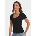 thumbnail image 5 of Women Casual Long Sleeve Slim Scoop Neck Fit T Shirts Basic Tee Tops Crew, 5 of 5