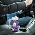 thumbnail image 4 of Yayeee 30oz Stainless Steel Tumbler with Straw and Handle Double-Wall Insulated Travel Water Bottle, Halloween Ghosts Purple, 4 of 8