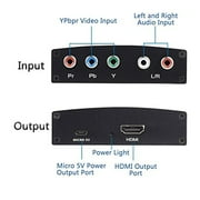 YPbPr to HDMI Converter with Audio Extractor, Component to HDMI Converter, Component Video Adapter for HDTV, Supports 1080P and Digital Audio