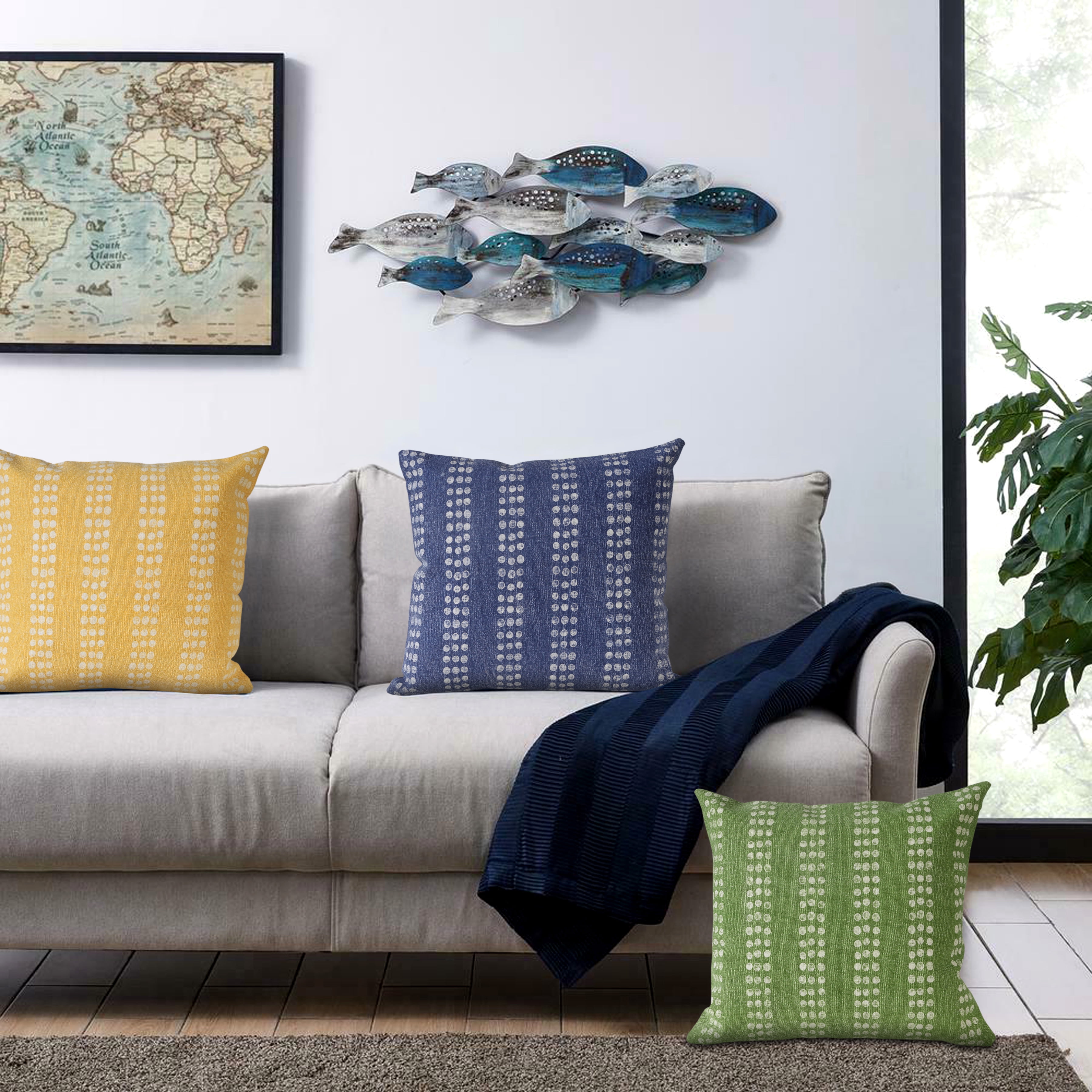 Ox Bay Khloe 20" x 20" Green Dotted Stripe Cotton Adult Decorative Throw Pillow Cover