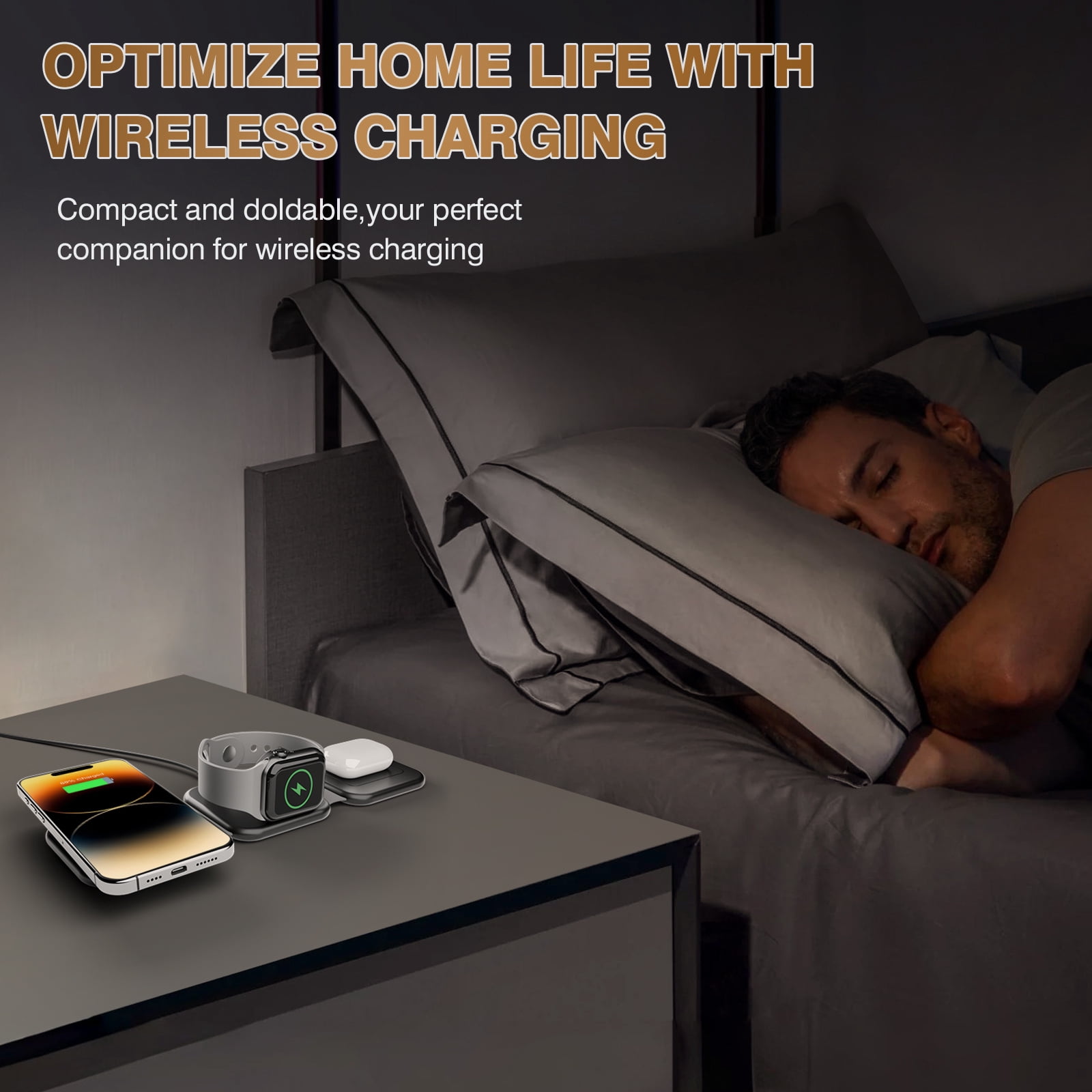 Magnetic 3-in-1 Wireless Charging Station, Foldable Fast Charger for iPhone 17/16/15/14/13/12 Series, iWatch 2-11/SE/Ultra, AirPods 2/3/Pro