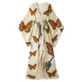 thumbnail image 4 of XIAONU Floral-Print Kimono-Style Maxi Robe for Women Wide-Sleeve Elegant Wrap-Front Bedtime Nightwear, 4 of 5