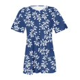 thumbnail image 4 of Blue Women's Short Sleeve T-shirt, Women'S Summer New Chest Button Pleated Casual Short Sleeved T Shirt Women'S Top,Women's Short sleeve T-shirt L, 4 of 5