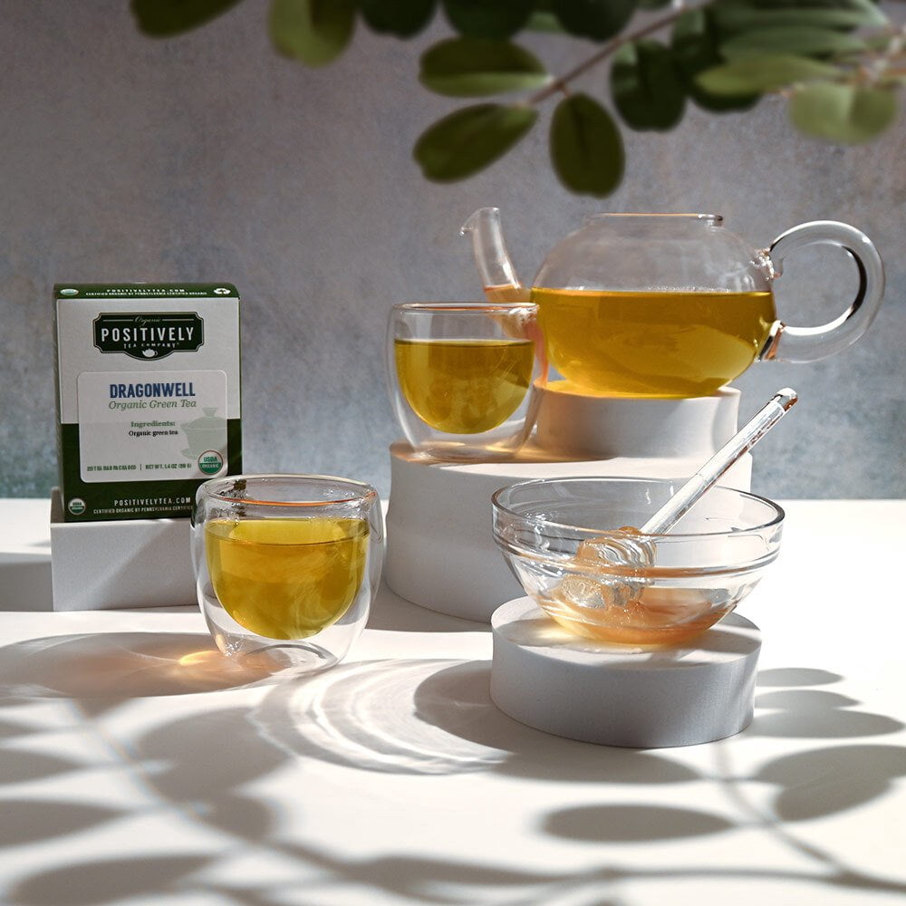 Positively Tea's Organic Dragonwell Tea, Green Tea Bags, 120 CT Tea Bags 6 Boxes
