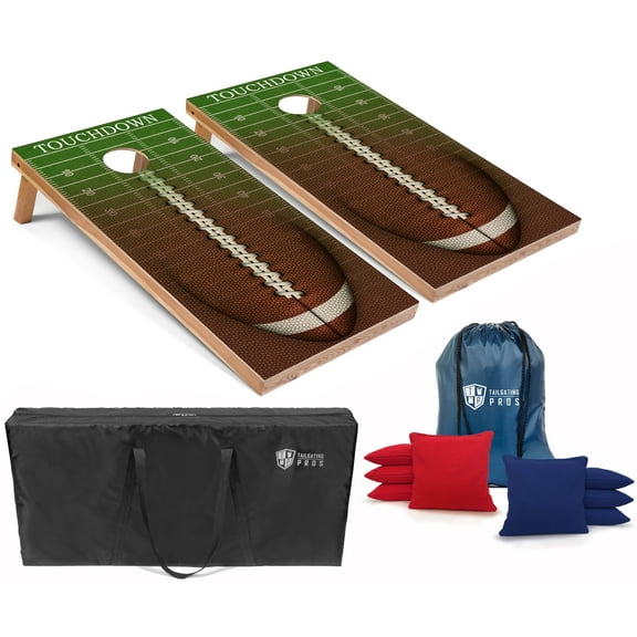 Tailgating Pros Cornhole Boards - 4'x2' Cornhole Game w/Carrying Case & Set of 8 Corn Hole Bean Bags w/Tote