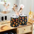 thumbnail image 3 of Yayeee 2 Pack Qtip Holder Bathroom Cotton Swab Canister with Lid Clear Dispenser Set, Black Mushroom Pattern, 3 of 6