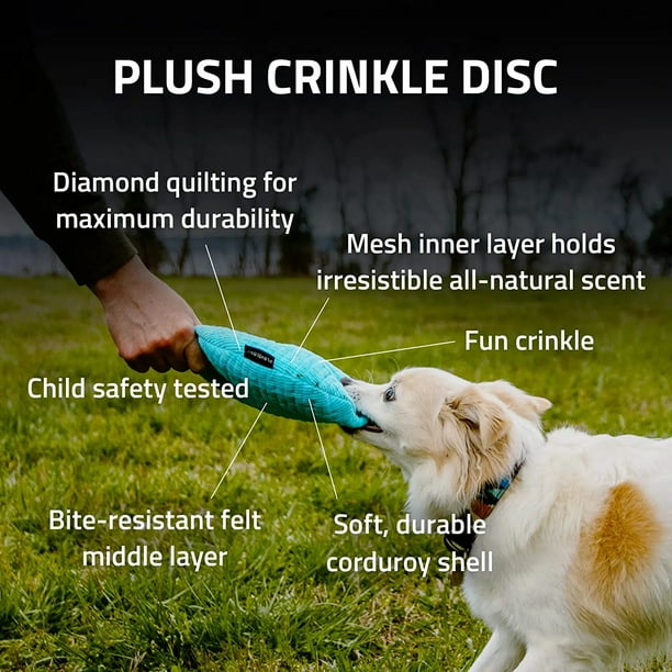 Playology Plush Crinkle Disk Beef Scented Dog Toy