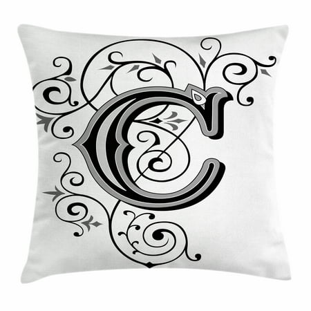 Letter C Throw Pillow Cushion Cover Victorian Inspired Gothic