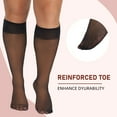 thumbnail image 6 of Manzi 6 Pairs Plus Size Knee High Stockings for Women Sheer Nylons Socks, 6 of 7