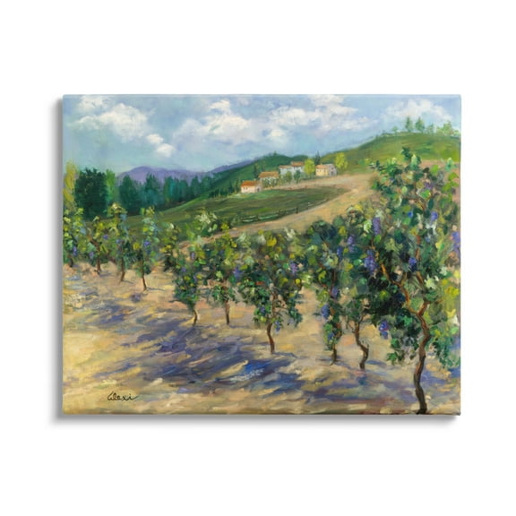 Stupell Industries Rural Vineyard Painting Landscape Painting Gallery Wrapped Canvas Art Print Wall Art, 20 x 16