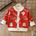 thumbnail image 2 of BOBOGOJP Girls' Cardigan Sweater [Cute Petal Buttons] Cotton Long Sleeve Crewneck Uniform Sweater Red for Size 6-12 Months, 2 of 4