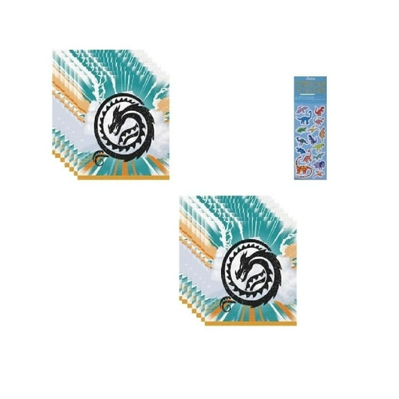 How to Train Your Dragon Birthday Party Supplies Bundle includes 32 Party Lunch Paper Napkins and 1 Dinosaur Sticker Sheet