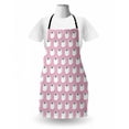 thumbnail image 3 of Cartoon Apron, Simplistic Cartoon Illustration of Repeated Pattern Modern Art Print, Unisex Kitchen Bib with Adjustable Neck for Cooking Gardening, Adult Size, Pale Pink White, by Ambesonne, 3 of 4