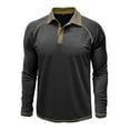 thumbnail image 3 of DDAPJ pyju Men's Contrast Collar Polo Shirts Raglan Long Sleeve Golf Shirt Fall Casual Stylish Tops Dark Gray XXL, 3 of 4