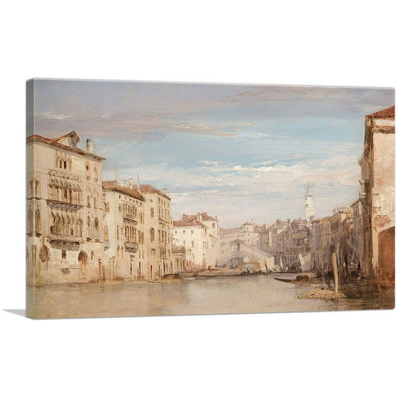 ARTCANVAS Grand Canal Venice Looking Toward Rialto 1826 Canvas Art Print by Richard Parkes Bonington - Size: 26" x 18" (1.50" Deep)