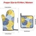 thumbnail image 3 of Blue Yellow and Navy Chrysanthemum Flowers Oven Mitts and Pot Holders 4 Pcs Set Daisy Floral Oven Glove and Potholder Suitable for Barbecues Baking Cooking Microwave, 3 of 6