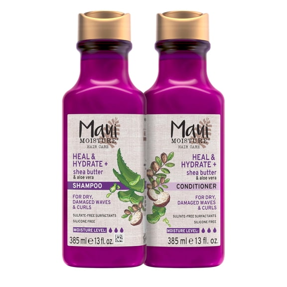 Maui Moisture Heal & Hydrate Shea Butter Shampoo & Conditioner for Dry , Damaged Hair, 13 fl oz
