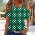 thumbnail image 2 of TAGOLD Summer Casual Tops,Plus Size T-shirt Blouse for Womens, Women's Fashion Printed Double Suspender Short Sleeved Loose,Short Sleeve Skew Collar Blouses & Shirts, 2 of 5