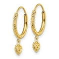 thumbnail image 3 of FJC Finejewelers 14 kt Yellow Gold Madi K Bright Cut Heart Hoop Earrings 20 x 13 mm, 3 of 6