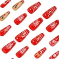 thumbnail image 4 of Christmas Press On Nails Medium Coffin, Red Reindeer Fake Nails, White Snowflake Pine Berry Stick On False Nails, 24Pcs Resin Reusable Wearable Nail Tips for Women Girls Xmas Holiday Party Manicure, 4 of 7