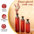 thumbnail image 3 of Aukfa Metal Tall Floor Vases for Decoration, Large Floor Vase Set of 3,Droplet Shaped,28.34"/24.4"/20.4"H,Red, 3 of 7