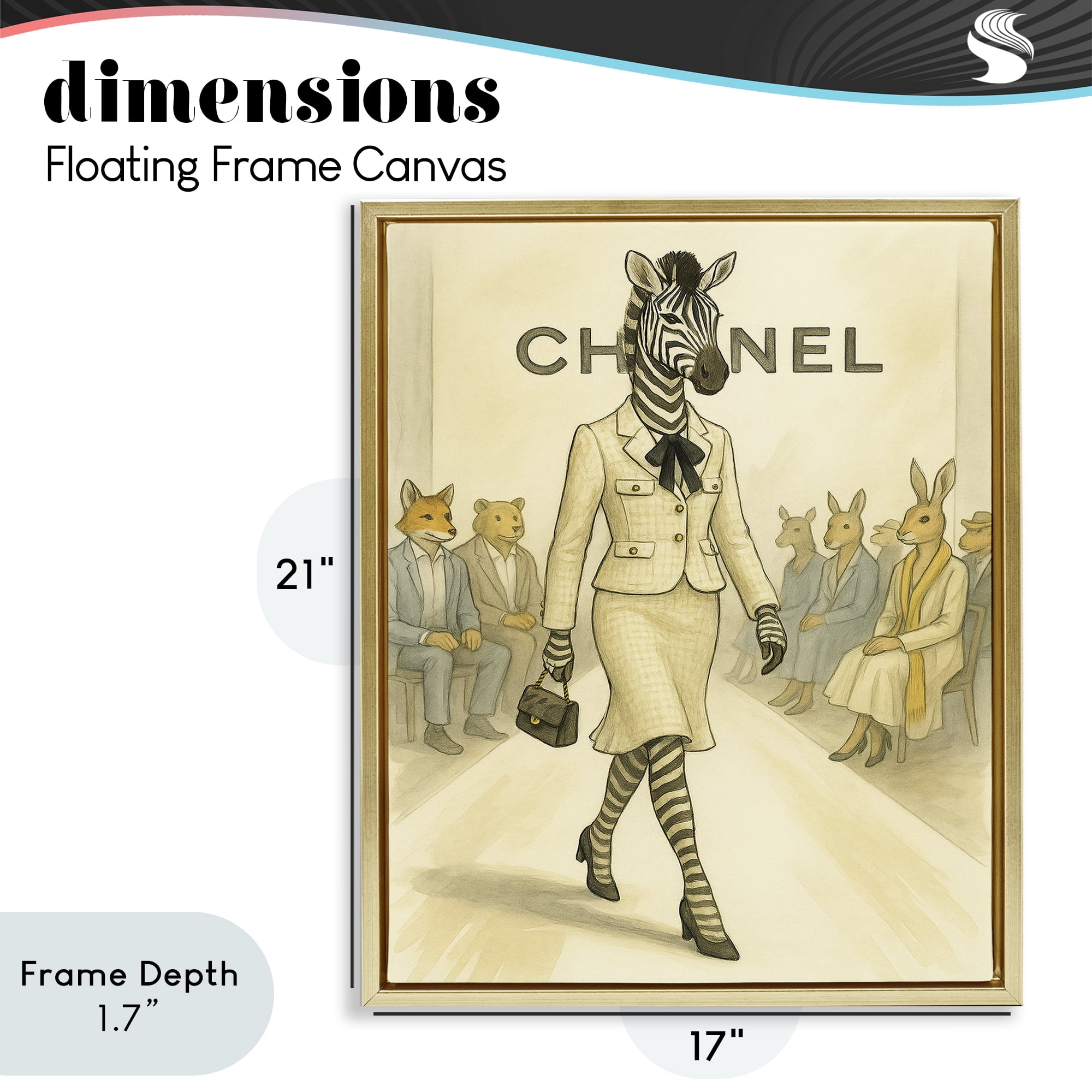Stupell Industries Fashion Runway Zebra Gold Framed Floater Canvas Wall Art, design by Grotto Studios