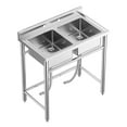 thumbnail image 2 of Huloretions Stainless Steel Utility Sink,Free Standing Double Bowl Kitchen Sink,Outdoor Camping Utility Sink with Hot & Cold Hoses For Garage Restaurant Backyard Laundry Bathroom, 2 of 8