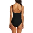 thumbnail image 4 of Womens Retro One Piece Swimsuit Tummy Control Slimming Bathing Suit Ruched Swimwear(Size:S,Color:Black), 4 of 5