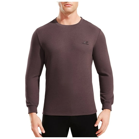 Men's Long Sleeve Crew Neck Thermal Shirt Winter Warm Base Layer Top Comfortable Casual Tee for Cold Weather Men's Lightweight Crewneck Tee Tops