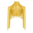 thumbnail image 3 of Haitryli Kids Girls Long Sleeve Sequins Ballet Jazz Hip Hop  Dance Crop Top Tassel Finger Holes Gymnastics Tee Shirt Blouse Gold 12, 3 of 7