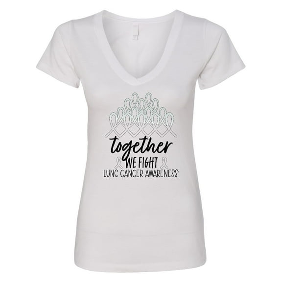 Inktastic Together, We Fight Lung Cancer Awareness Women's V-Neck T-Shirt