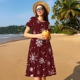 thumbnail image 4 of Easygdp Romantic white snowflakes para Vestido Transpirable de Mujer, Vestido Suelto de Manga Corta con Pliegues y Bolsillos para el Verano, 4 of 6