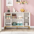 thumbnail image 3 of Tribesigns White Luxury Buffet Cabinet with Storage, 55 Inch Kitchen Sideboard Cabinet with 4 Doors, 3 of 12
