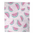 thumbnail image 1 of JSDART Semtomn Decorative Throw Blanket 50x60 Inches Blue Pattern Bright Watermelons Pink Stripes Good and Colorful Warm Flannel Soft Blanket for Couch Sofa Bed, 1 of 1