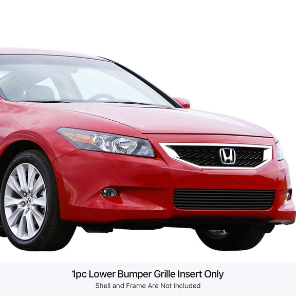 APS 2008-2010 Honda Accord Coupe Black Stainless Steel Billet Grille 8x6 horizontal billet