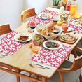 thumbnail image 2 of Red Daisy Flower Green Centers Pattern Summer Placemats Table Placemats Set Of 4-Linen Kitchen Washable Placemats Table Mats 11.8"x17.7" Non-Slip Heat Resistant, 2 of 6