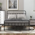 thumbnail image 2 of Full Size Metal Platform Bed Frame with Headboard & Footboard Premium Steel Slat Support,Victorian Style Mattress Foundation, Black, 2 of 7