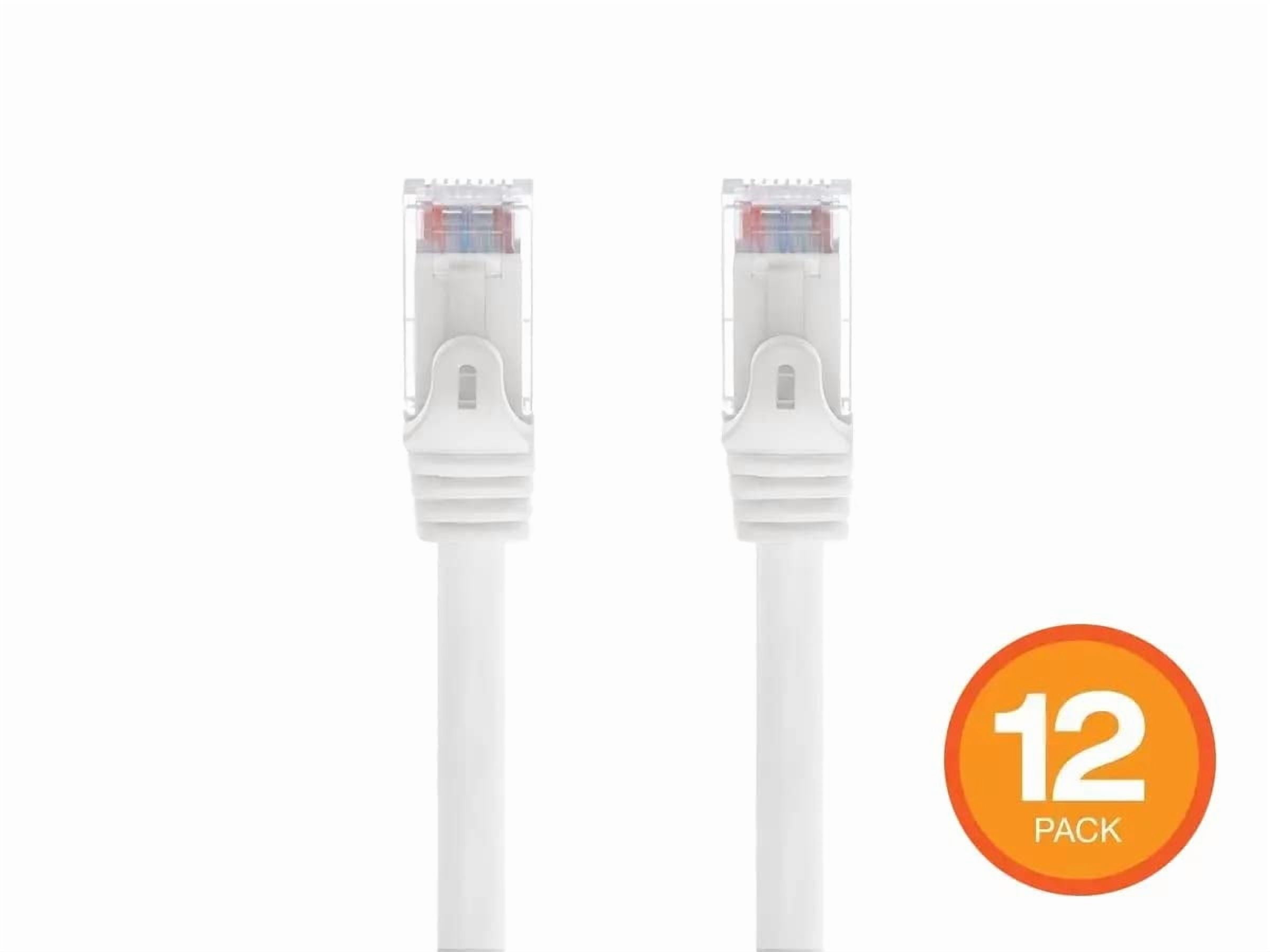 QIANJIA 10FT Cat6 UTP Ethernet Patch Cable White, 24AWG 550MHz Pure Bare Copper, Snagless RJ45 Gold-Plated Flexboot LAN Cable for PC/Modem/Router