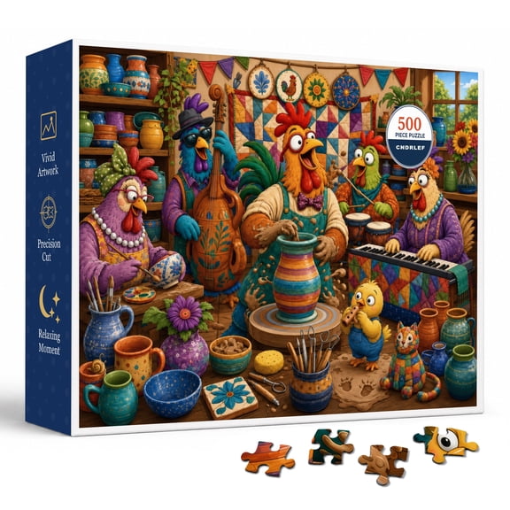 CNDRLEF Chicken Hobby Workshop 500 Pieces Jigsaw Puzzle for Adults, 20.5 x 15 in